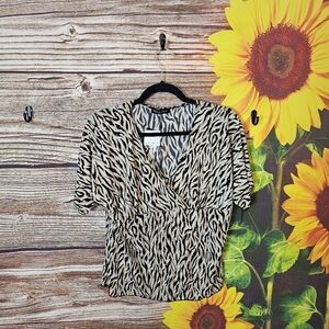 Zebra Print V-Neck Women's Top